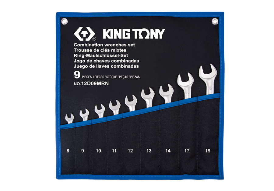 12D09MRN.png KING TONY Σετ 9 Γερμανοπολύγωνα 8-19mm σε Θήκη Tetoron
