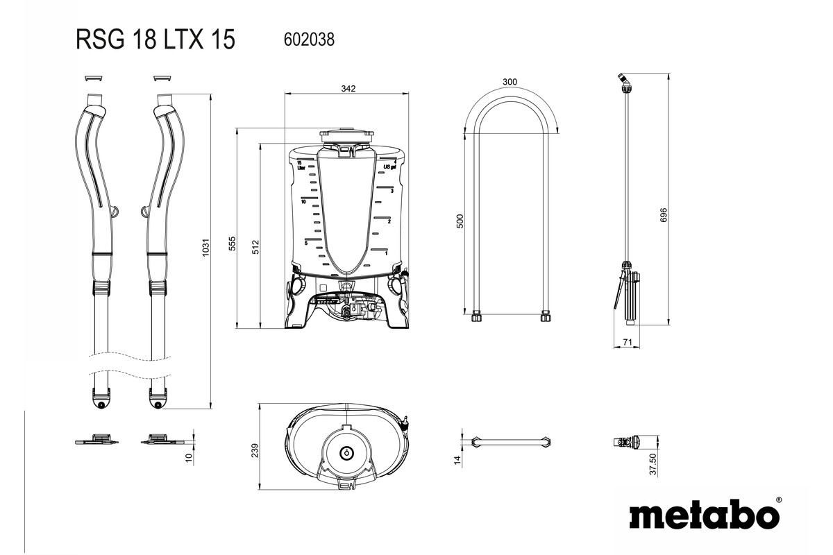 ψεκα7 METABO 18V Ψεκαστήρας Πλάτης Μπαταρίας RSG 18 LTX 15