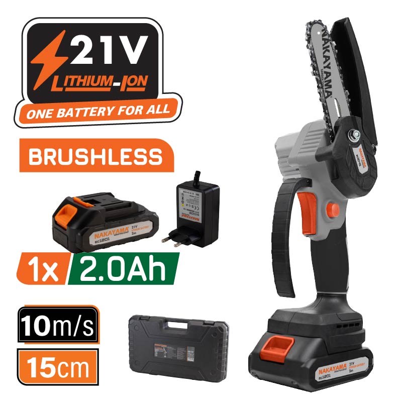 Κλαδευτικό Αλυσοπρίονο Μπαταρίας 21V Brushless EC1040 ΜΚΜ ΔΟΜΗΣΗ NAKAYAMA EC1040 Κλαδευτικό Αλυσοπρίονο Μπαταρίας 21V Brushless Λάμα 10cm 825gr 1x2Ah Li-Ion + Βαλίτσα