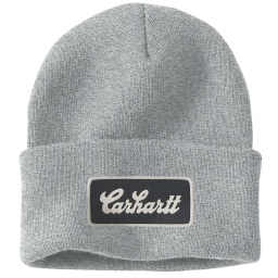 CARHARTT 107007 Knit Cuffed Script Patch Beanie Σκουφάκι Heather Grey CARHARTT 107007 Knit Cuffed Script Patch Beanie Σκουφάκι Heather Grey