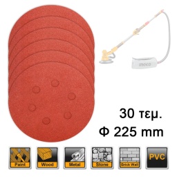 INGCO Φύλλα Λείανσης Τριβείου Φ 225mm Σετ 30 τεμ. για DWS….. INGCO Φύλλα Λείανσης Τριβείου Φ 225mm Σετ 30 τεμ. για DWS…..