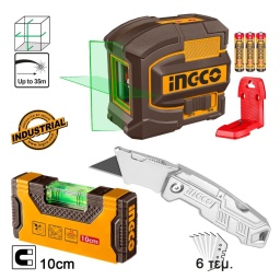 INGCO Αυτοαλφαδιαζόμενο Πράσινο Laser Σταυρού +Αλφάδι Μίνι +Αναδιπλούμενο Μαχαίρι INGCO Αυτοαλφαδιαζόμενο Πράσινο Laser Σταυρού +Αλφάδι Μίνι +Αναδιπλούμενο Μαχαίρι