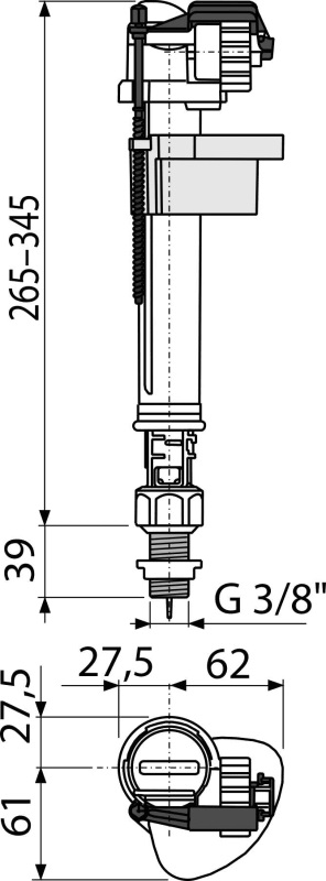 ALCA Φλοτέρ Όρθιο 3/8″ Μεταλλικό Σπείρωμα Α18-1/2″