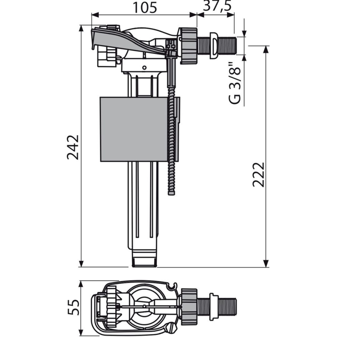 ALCA Φλοτέρ Πλάγιο 3/8" Μεταλλικό Σπείρωμα Α160