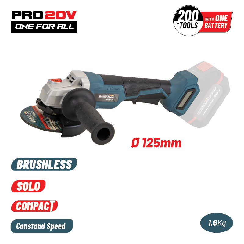 BORMANN Pro Γωνιακός Τροχός Μπαταρίας 20V Li-Ion Φ125mm SOLO BBP5133