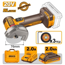 INGCO Μίνι Τροχός Κοπής Μπαταρίας 76mm 20V Li-Ion INGCO Μίνι Τροχός Κοπής Μπαταρίας 76mm 20V Li-Ion